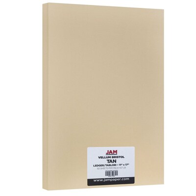 Jam Paper Vellum Bristol Tabloid Cardstock 11 x 17 67lb Creme 50 Sheets/Pack White