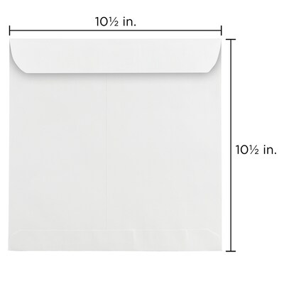 JAM Paper 10.5" x 10.5" Square Invitation Envelopes, White, 100/Pack (03992320B)