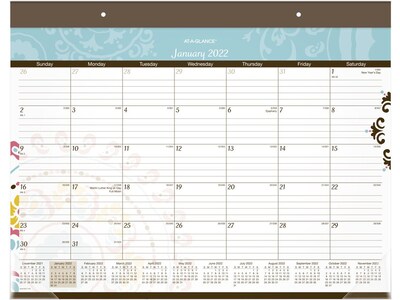2022 AT-A-GLANCE 17 x 21.75 Monthly Calendar, Suzani, Multicolor (SK17-704-22)