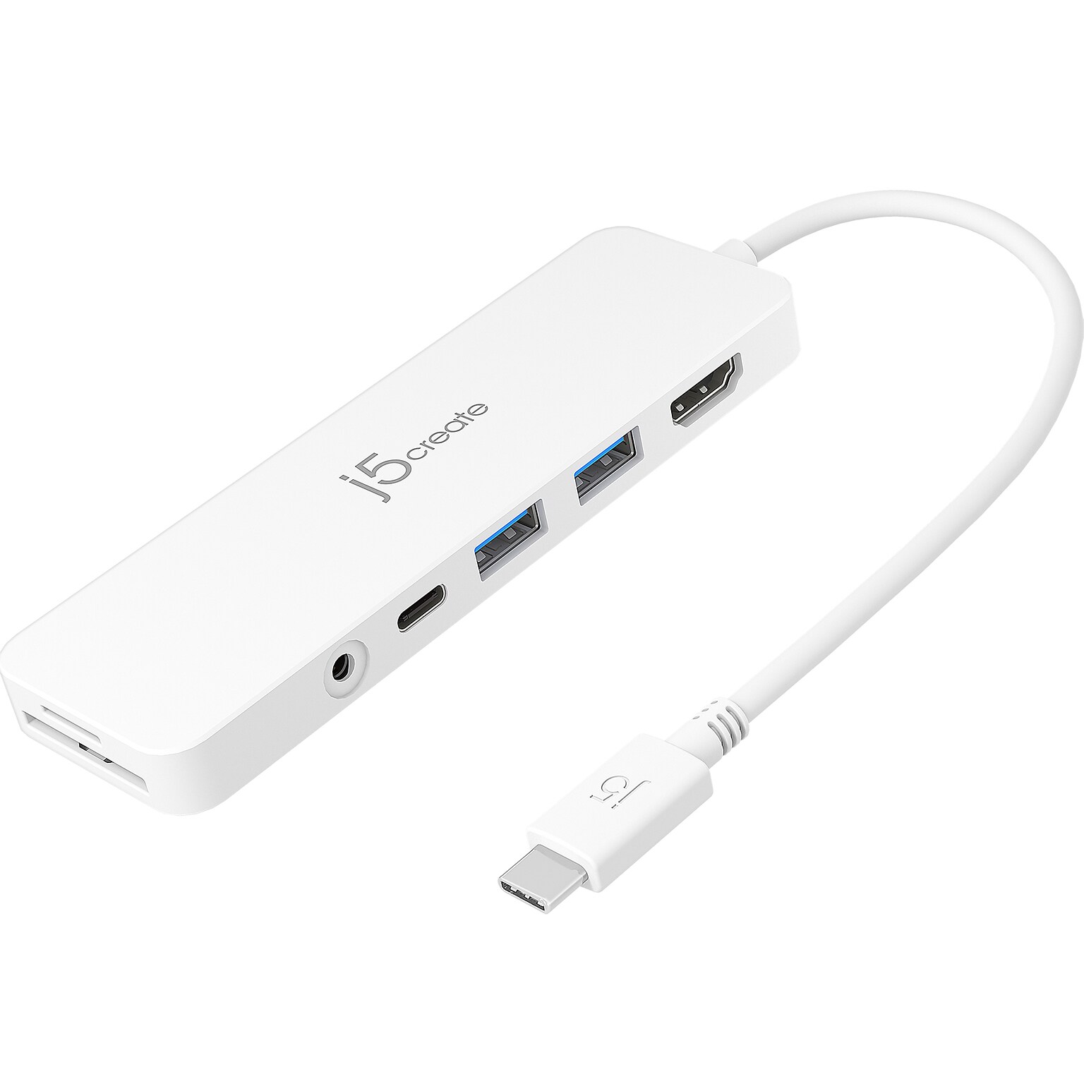 j5create Multi-Port Hub for USB-C Enabled Laptops, White (JCD373)