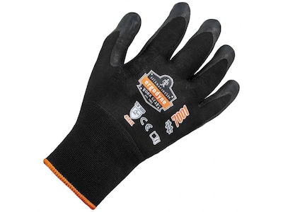 Ergodyne ProFlex 7001 Nitrile Coated Gloves, ANSI Level 3 Abrasion Resistance, Black, Small, 12 Pairs (17952)