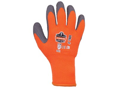 Ergodyne ProFlex 7401 Winter Work Gloves, Fleece Lined, Latex Coated Palm, Orange, XXL, 12 Pairs (17626)