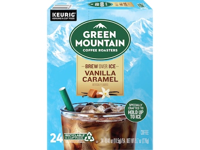 Green Mountain Brew-Over-Ice Vanilla Caramel Iced Coffee, 0.4 oz. Keurig® K-Cup® Pods, 96/Box (39028
