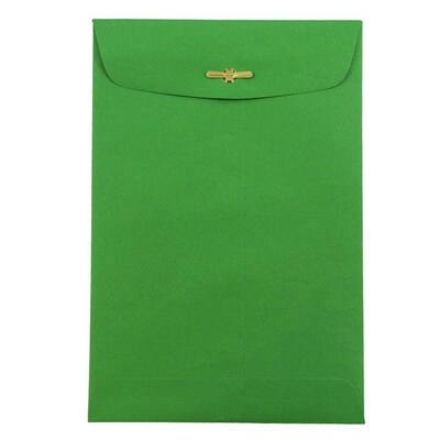 JAM Paper® 6 x 9 Open End Catalog Colored Envelopes with Clasp Closure, Green Recycled, 25/Pack (879