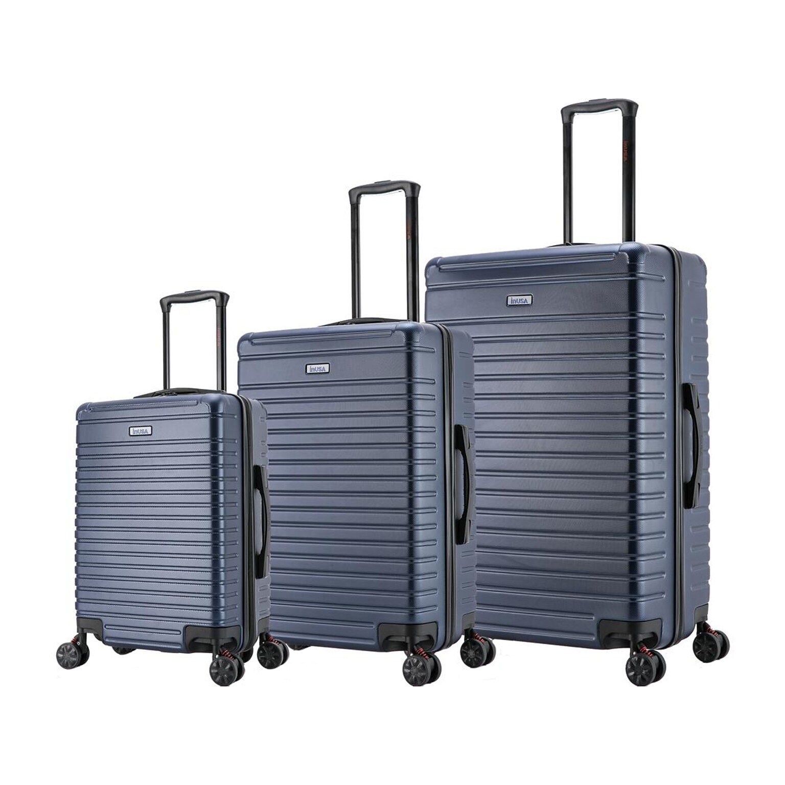 InUSA Deep 3-Piece Hardside Spinner Luggage Set, Blue (IUDEESML-BLU)