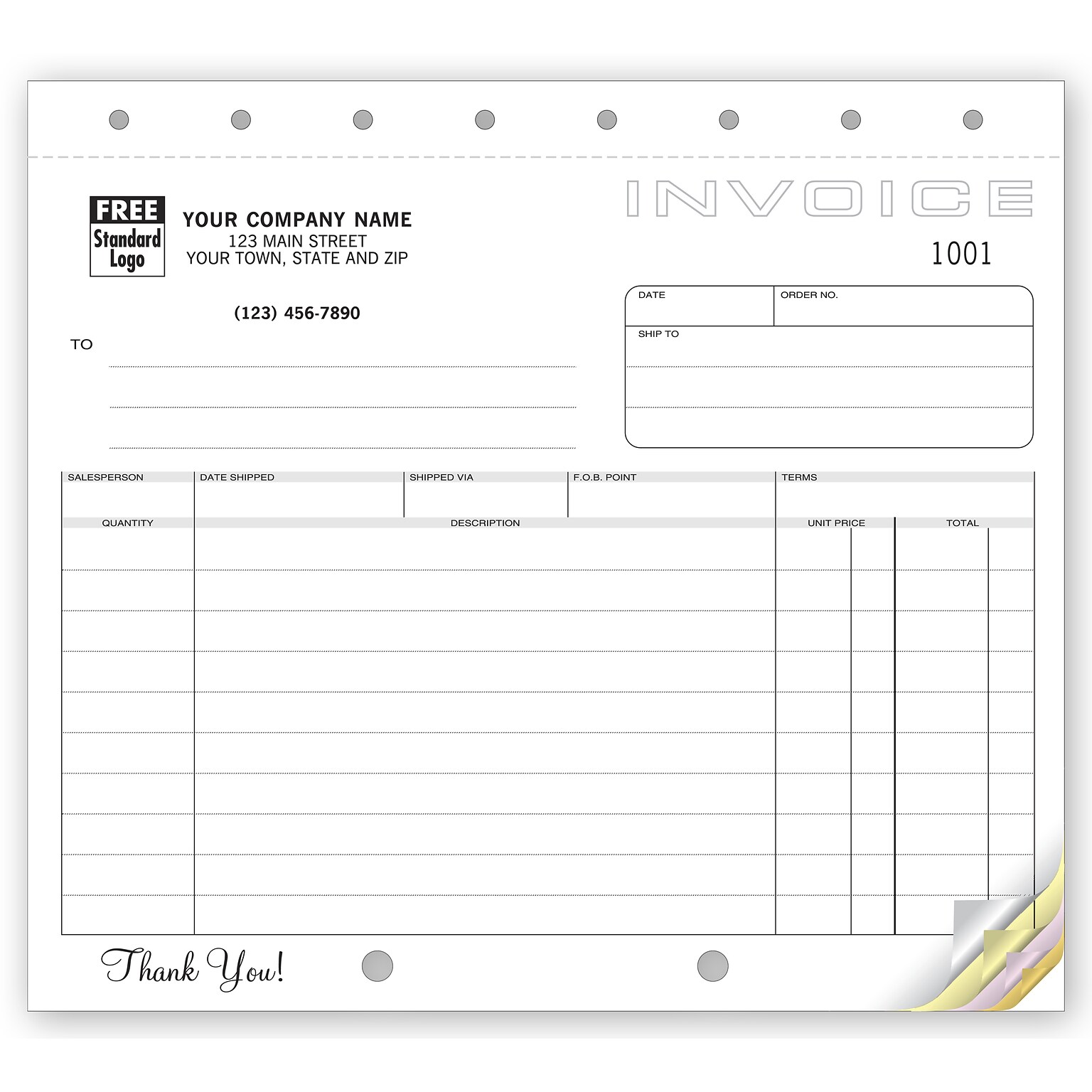 Custom Shipping Invoices, Classic Design, Small Format,3 Parts, 1 Color Printing, 8 1/2 x 7, 500/Pack