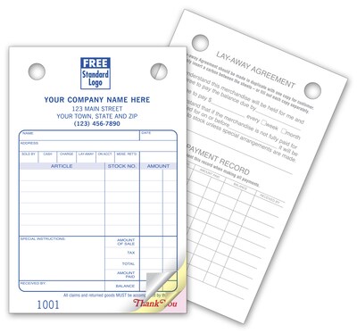 Custom Jewelry Register Form, Classic Design, Small Format, 3 Parts, 1 Color Printing, 4 x 6, 500/