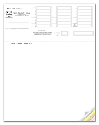 Custom Laser Deposit Tickets, QuickBooks Compatible, 3-Part, Black ink only, 8-1/2" x 11", 500/Pk