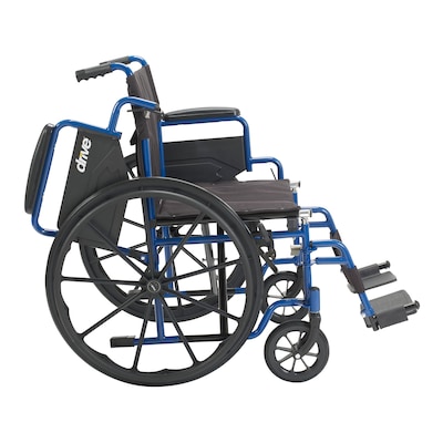 Drive Medical Blue Streak Wheelchair with Flip Back Desk Arms Swing Away Footrests 18" Seat (BLS18FBD-SF)