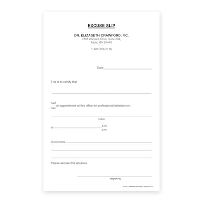 Custom Appointment Excuse Slips, 5-1/2" x 8-1/2", 100 Sheets per Pad |  Quill.com