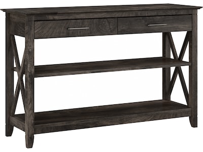 Bush Furniture Key West 47 x 16 Console Table with Drawers and Shelves, Dark Gray Hickory (KWT248G