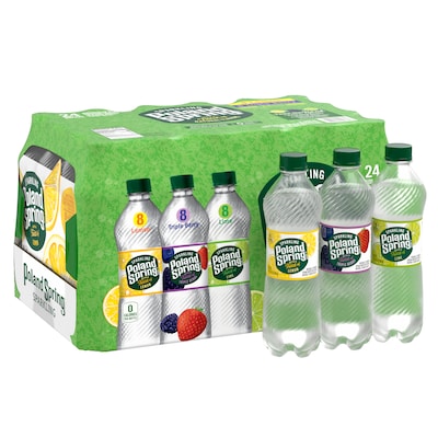 Poland Spring Sparkling Water, Lime, Triple Berry & Lemon, 16.9 oz. Bottles, 24/Carton (12410094)
