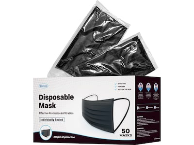 WeCare Disposable Face Mask, Adult, Black, 50/Box (WMN100006) |