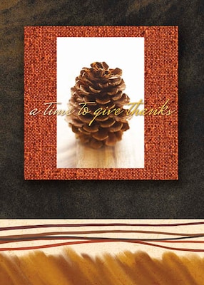 A Time To Give Thanks Pinecone Seasonal Greeting Cards, With A7 Envelopes, 7" x 5", 25 Cards per Set