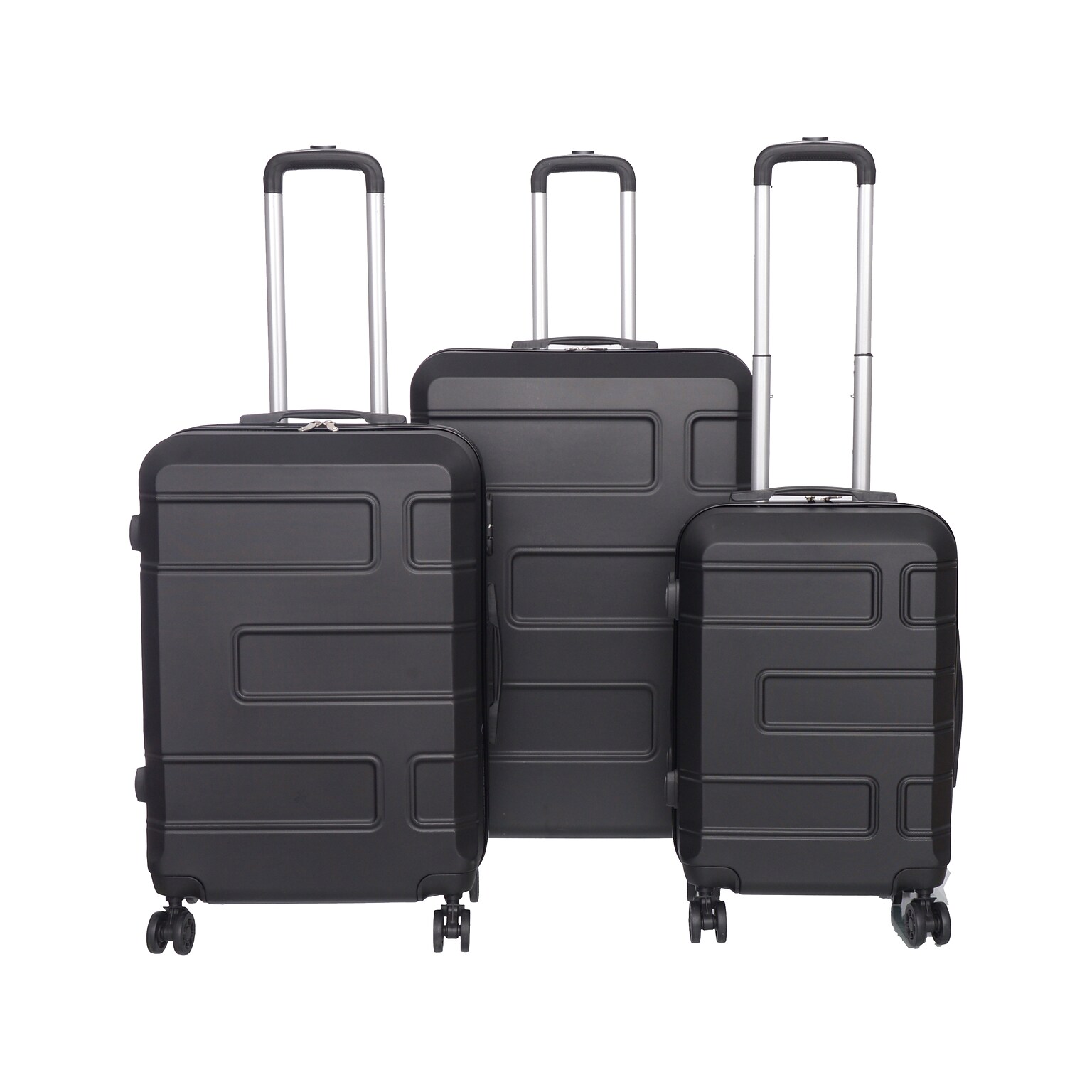 Nicci Deco Plastic 3-Piece Luggage Set, Black (CRL010-Blk)