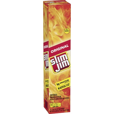 Slim Jim Original Smoked Beef Meat Stick, .97 oz., 24/Box (209-00657)