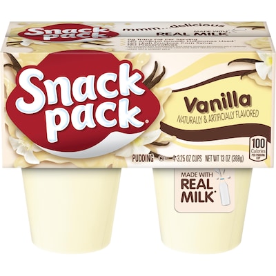 Hunts Snack Pack Vanilla Pudding, 3.5 oz., 48/Carton (HUN55419)