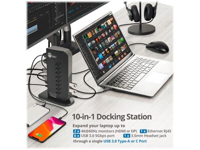 SIIG Universal Hybrid Dual 4K Video Docking Station (JU-DK0H11-S1)