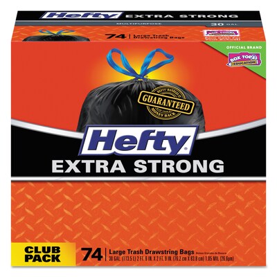 Hefty Ultra Strong Multipurpose Large Trash Bags, Black, Unscented