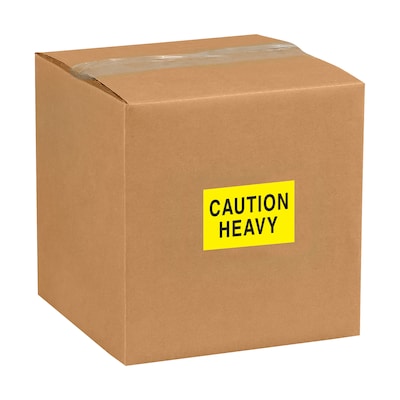 Tape Logic Labels, "Caution Heavy", 2 x 3", Fluorescent Yellow, 500/Roll (DL1610)