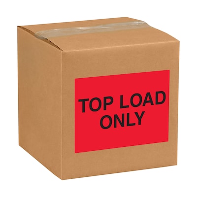 Tape Logic Labels, "Top Load Only", 8 x 10", Fluorescent Red, 250/Roll (DL1634)
