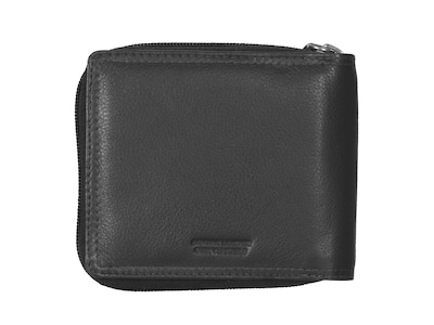 Club Rochelier Winston Leather Zip Billfold Wallet, Black (CRP3300-Blk)