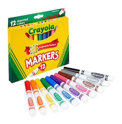 Crayola Kid's Markers, Broad Line, Assorted Colors, 12/Box (58-7712) |  Quill.com