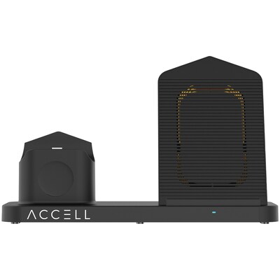 Accell 3-in-1 Fast-Wireless Wireless Charging Station for iPhone, Android, Apple Watch and AirPods, Black (D233B-001B)