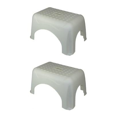 Romanoff Products Plastic Step Stool, 17.5" x 12.25", White, 2/Pack (ROM91001-2)