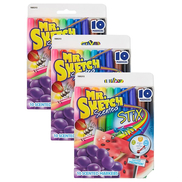 Mr. Sketch Scented Water Based Markers, Chisel, Assorted Colors