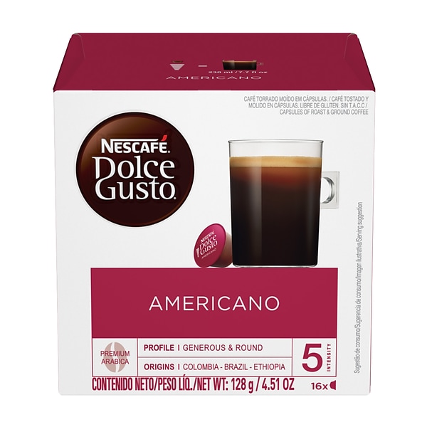 NESCAFE Dolce Gusto Americano, Premium Arabica Caffeinated Coffee, 16  Pods/Box (NES27368) | Quill.com