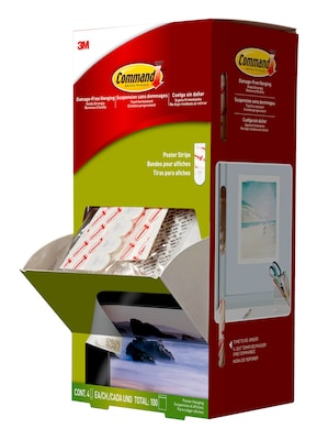 Command Small Poster Strips, White, 4 Strips/Pack, 100 Sets/Pack (17024CABPK)