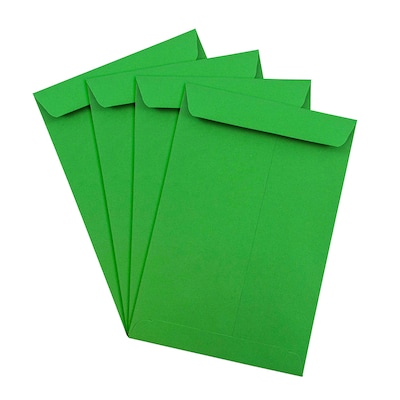 JAM Paper 6 x 9 Open End Catalog Colored Envelopes, Green Recycled, 100/Pack (88103)