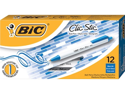 BIC Clic Stic Retractable Ballpoint Pen, Medium Point, Blue Ink, 18 Dozen/Case (CSM11-BLU)