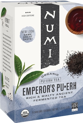 Numi® Emperors Organic Pu-erh Tea, Higher Caffeine, 16 Bags/Box