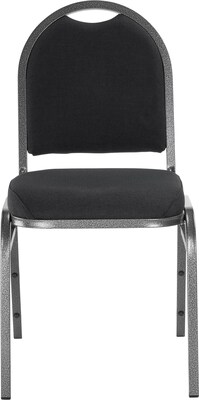 NPS 9200 Series Dome-Back Fabric Padded Stack Chair, Ebony Black/Silvervein, 4 Pack (9260-SV/4)