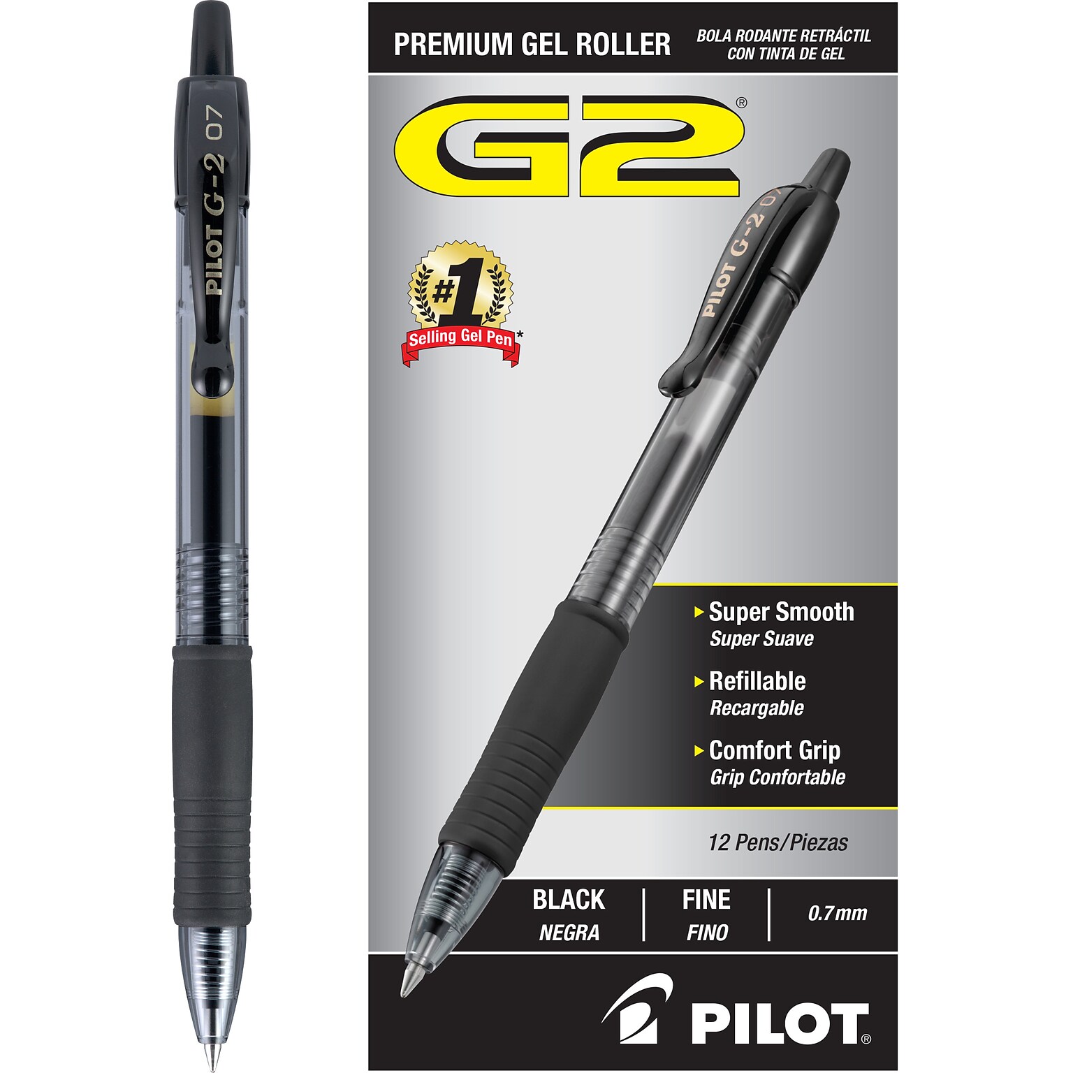 Pilot G2 Retractable Gel Pens, Fine Point, Black Ink, Dozen (31020) |  Quill.com