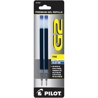 Pilot G2 Gel-Ink Pen Refill, Fine Tip, Blue Ink, 2/Pack (77241)