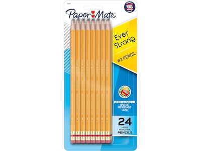 Paper Mate EverStrong Pre-Sharpened Wooden Pencil, 1.3mm, #2 Medium Lead, 2 Dozen (2065460)