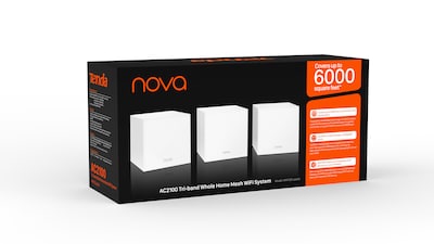 Tenda Nova AC Tri Band Mesh WiFi 5 System, White, 3/Pack (NOVA MW12 3PK)
