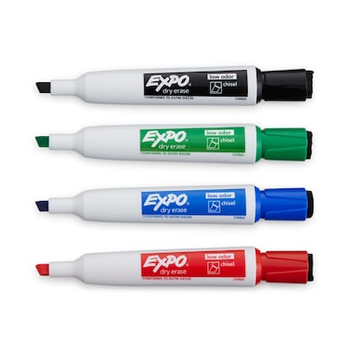Expo Dry Erase Markers, Chisel Tip, Assorted, 4/Pack (80174)