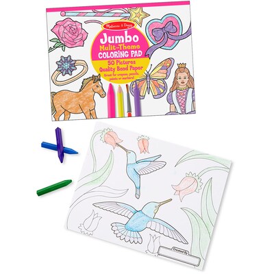 Melissa & Doug Jumbo Multi-Theme Coloring Pad, 11 x 14, Pink, Pack of 6 (LCI4225-6)