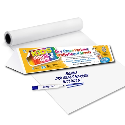 Kids Cling-rite Removable Dry Erase Roll with Marker, 50 Roll, White (CGS1005CLINGRIT)