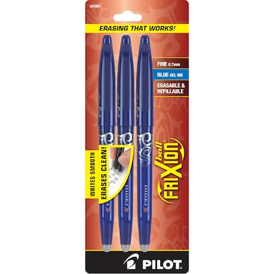 Pilot FriXion Ball Erasable Gel Pens, Fine Point, Blue Ink, 3/Pack (31567)