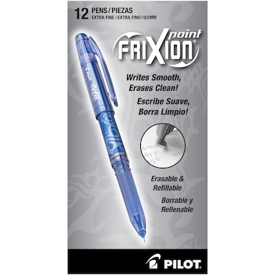 Pilot FriXion Point Erasable Gel Pens, Extra Fine Point, Blue Ink, Dozen (31574)