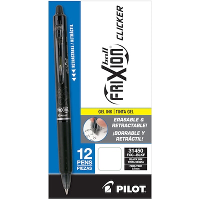 Pilot FriXion Clicker Erasable Retractable Gel Pen, 0.7mm, Black Ink/Barrel