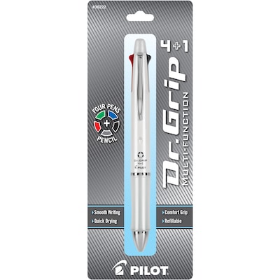 Pilot Dr. Grip 4 + 1 Multi-Function Pen + Pencil, Fine Point, 4 Assorted  Inks, White Barrel (36222) | Quill.com