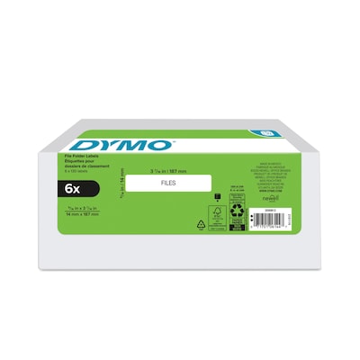 DYMO LabelWriter 2050812 File Folder Labels, 3-7/16 x 9/16, Black on White, 130 Labels/Roll, 6 Rol