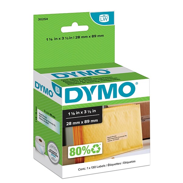DYMO LW Address Label Rolls 30252 Rectangular 1 18 x 3 12 White