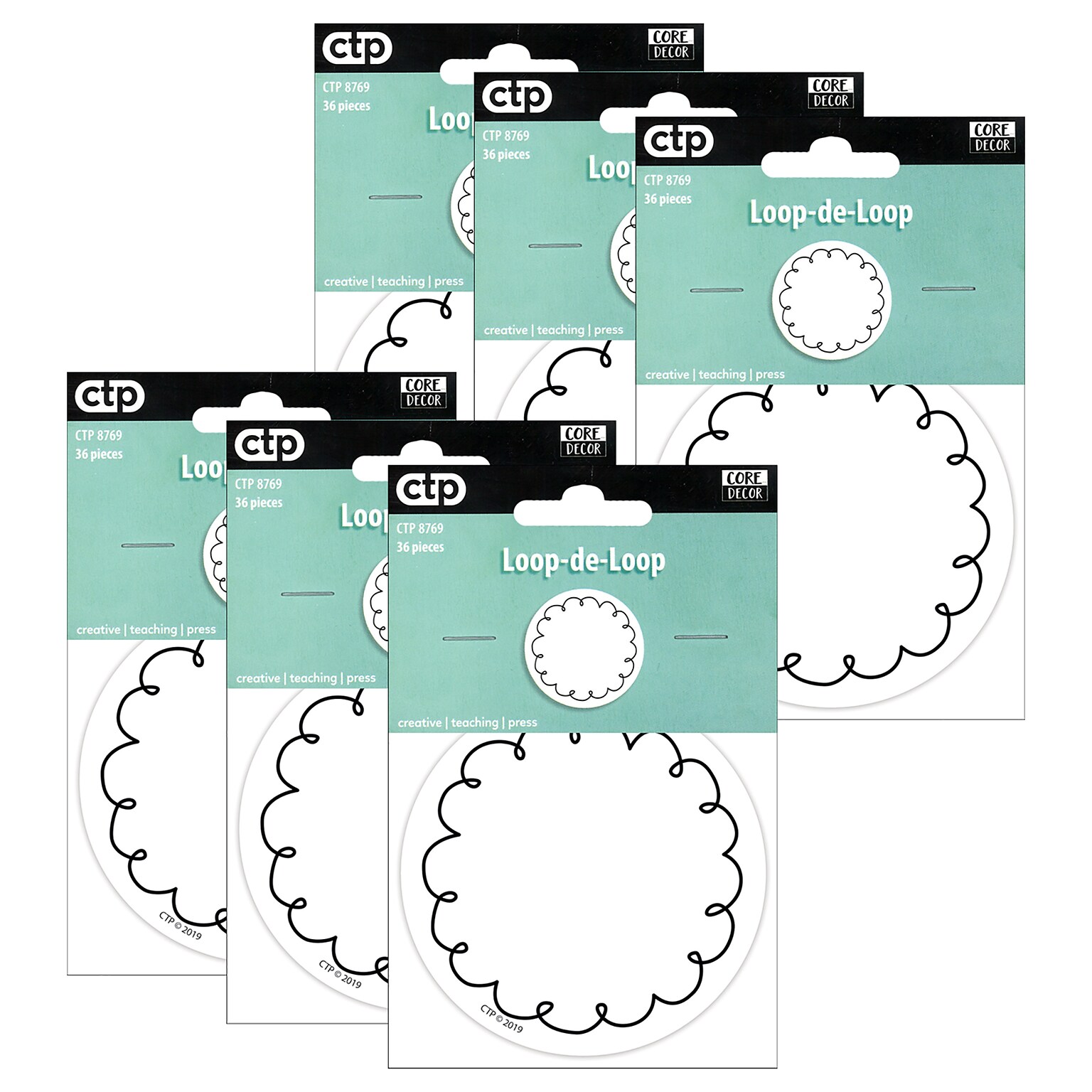 Creative Teaching Press Loop-de-Loop 3 Designer Cut-Outs, 36 Per Pack, 6 Packs (CTP8769-6)